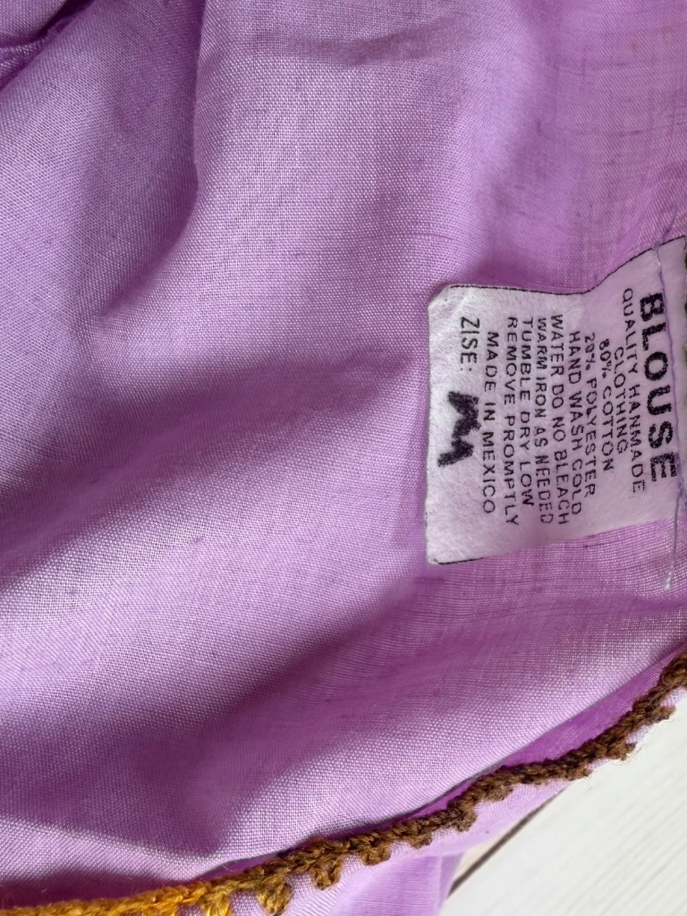 Boho Mexican Embroidered Top Purple Floral Artisan Blouse Size M New Without Tag - Picture 8 of 8